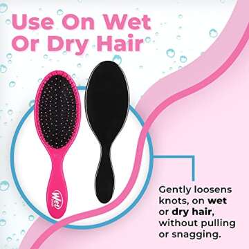 Wet Brush Original Detangler Hair Brush - Pink and Black (Pack of 2) - Exclusive Ultra-soft IntelliFlex Bristles - Glide Through Tangles With Ease For All Hair Types - For Women, Men, Wet And Dry Hair