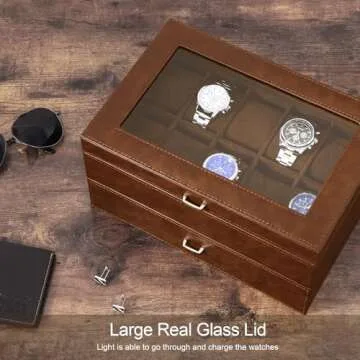 BEWISHOME Watch Box for Men Luxury Watch Case -10 Slots