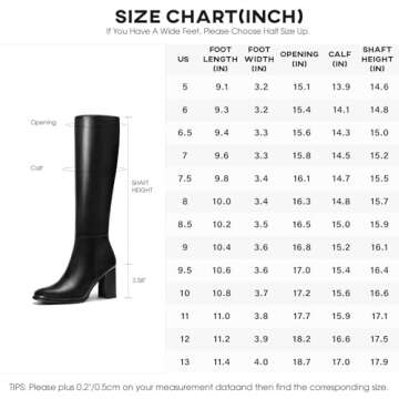 Lumeheel Black Knee High Boots for Women - Round Toe Chunky Heel Gogo Boots with Side Zip Women's Fashion Tall Boots 7M