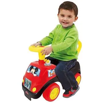Kiddieland Disney Lights 'N' Sounds Ride-On: Mickey Mouse Kids Interactive Push Toy Car, Foot to Floor, Toddlers, Ages 12-36 Months, Large