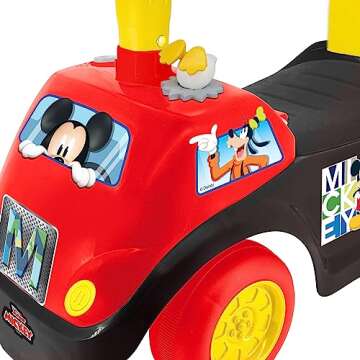 Kiddieland Disney Lights 'N' Sounds Ride-On: Mickey Mouse Kids Interactive Push Toy Car, Foot to Floor, Toddlers, Ages 12-36 Months, Large