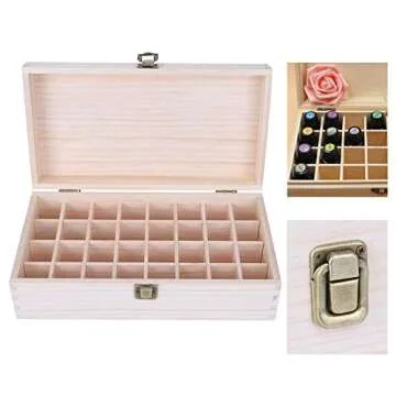 Essential Oil Storage Box Wooden Essential Oils Display Organizer 32 Slots Stand Holder for 5 to 15 ml Bottles Nail Polish Collectionl Bottles Nail Polish Collection.