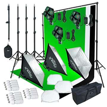 LINCO 2000 Watt Photo Studio Lighting Kit for Pro Results