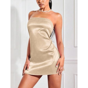 ZAFUL Tube Satin Mini Dress - Elegant Backless Cocktail Dress