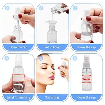 Mini Spray Bottles - Refillable Travel Spritzers for Liquids