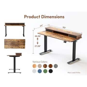 BANTI Adjustable 60x24 Inch Electric Standing Desk