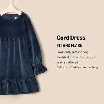 Amazon Essentials x Sofia Grainge Baby Girls' Longsleeve Corduroy Dress, Navy, 24 Months