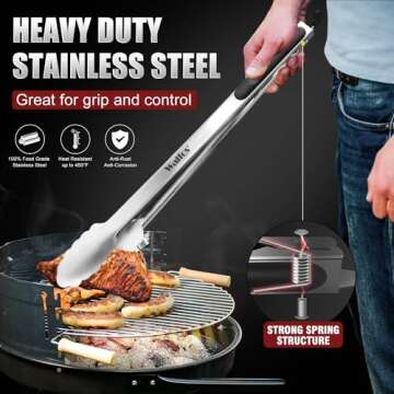 Walfos 17 Inch Extra Long Grill Tongs for BBQ and Cooking
