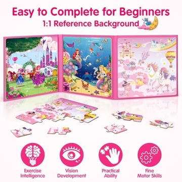 Magnetic Unicorn Mermaid Princess Puzzles for Kids