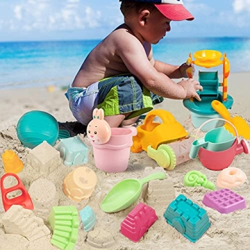 GobiDex Beach Sand Toys-27Pcs Sand Toys Set with Sand Molds,Sand Water Wheel,Beach Bucket,Watering Can,Beach Shovel Tool Kit,Sandbox Toys,Outdoor Indoor Beach Toys for Boys,Girls,Toddlers,Kids