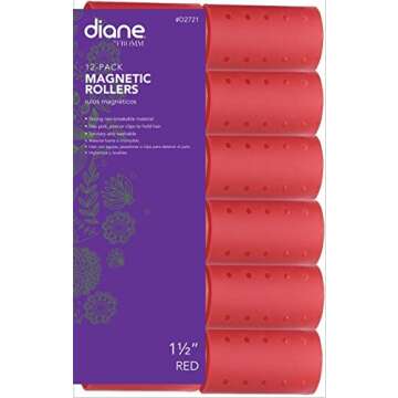 Diane Magnetic Hair Roller, Red, 1 1/2 Inch