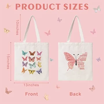 THEYGE Butterfly Tote Bag for Women - Cute Reusable Gift