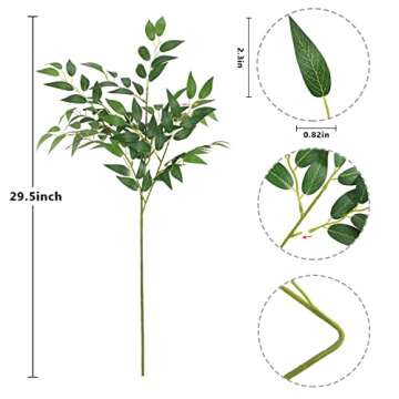 SHUOTAO 5pcs Italian Ruscus Greenery Stems, 29.5" Tall Spring Artificial DIY Faux Floral Shrub Bushe...