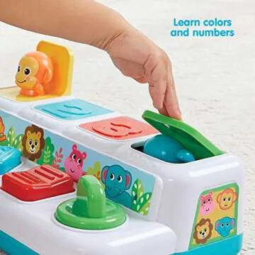 Kidoozie Pop ‘n Play Animal Friends, Pop Up Activity Toy for Learning Colors, Numbers, Animal Names and Sounds; Suitable for Toddlers Ages 12 Months and Older, Small