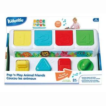 Kidoozie Pop ‘n Play Animal Friends, Pop Up Activity Toy for Learning Colors, Numbers, Animal Names and Sounds; Suitable for Toddlers Ages 12 Months and Older, Small