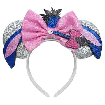 Bolonar Mouse Ears Headband Donkey Mouse Ears Headband for Kids Adult Sequin Bows Ears Headband Park...