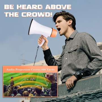 MyMealivos Portable Megaphone Bullhorn 20 Watt Power Megaphone Speaker Voice and Siren/Alarm Modes w...