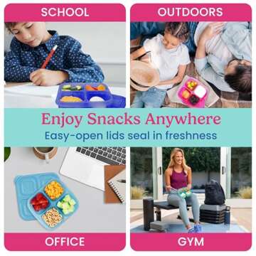 Bentgo Easyboxes 4-Compartment Snack Containers - 8-Piece Set with 4 Trays & 4 Custom-Fit Lids to Seal in Freshness - Reusable Food Storage & Meal Prep Bento BPA-Free Containers (Jewel Brights)