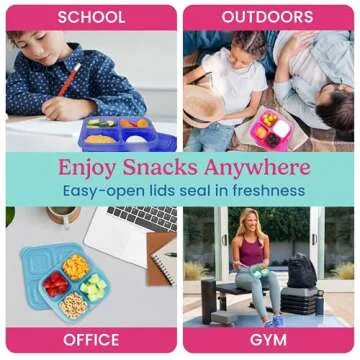 Bentgo Easyboxes 4-Compartment Snack Containers - 8-Piece Set with 4 Trays & 4 Custom-Fit Lids to Seal in Freshness - Reusable Food Storage & Meal Prep Bento BPA-Free Containers (Jewel Brights)