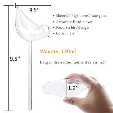 Adabocute Plant Watering Globes - Bird Shaped Watering Bulbs For Outdoor Plants - Clear Plant Wateri...