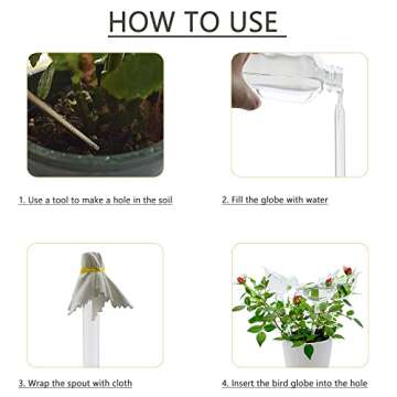 Adabocute Plant Watering Globes - Bird Shaped Watering Bulbs For Outdoor Plants - Clear Plant Watering Bulbs - 3 Pack Self Watering Planter Insert