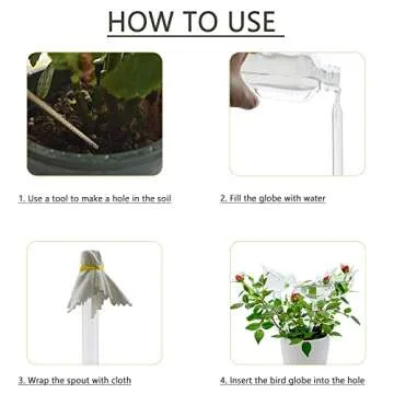 Adabocute Plant Watering Globes - Bird Shaped Watering Bulbs For Outdoor Plants - Clear Plant Watering Bulbs - 3 Pack Self Watering Planter Insert