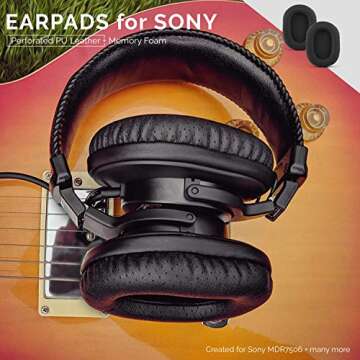 Brainwavz Perforated Replacement Earpads for Sony MDR 7506, V6 & CD900ST with Memory Foam Ear Pad & Suitable for Other On Ear Headphones (Black)