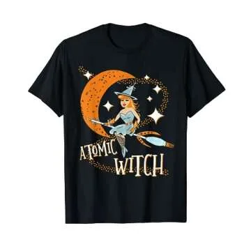 Atomic Witch Pinup Girl Retro Vintage Sexy Halloween T-Shirt