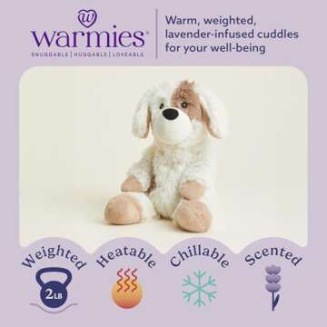 warmies Microwavable & Weighted Stuffed Animals, Puppy - Heated Stuffed Animal Plushie for Warmth & ...