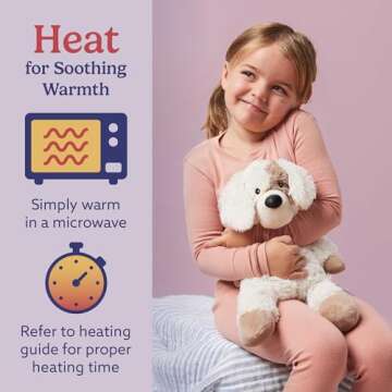 warmies Microwavable & Weighted Stuffed Animals, Puppy - Heated Stuffed Animal Plushie for Warmth & Comfort - Cute Soft Plush Toys for Adults & Children (Boys, Girls, Babies & Toddlers)