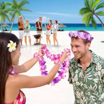 70Pcs Hawaiian Leis for Tropical Party Decorations