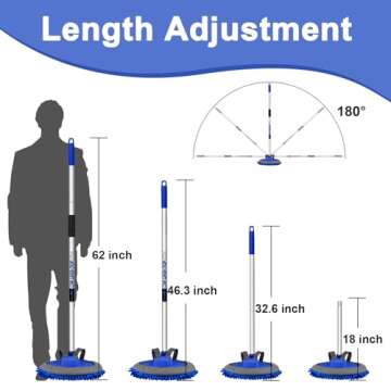 anngrowy 62" Microfiber Car Wash Brush with Long Handle Car Washing Mop Kit Mitt Sponge Car Cleaning Supplies Kit Duster RV Washing Car Brush Accessories, 1 Chenille Scratch-Free Replacement Head