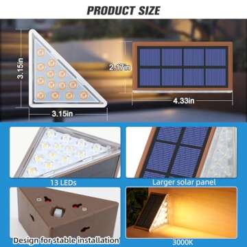 NIORSUN Solar Step Lights,6 Pack Warm White Solar Stair Lights Outdoor Waterproof Auto On Off,Outdoor Stair Lights for Steps,Stair,Patio,Yard,Porch,Front Door,Sidewalk,Deck Decor（Brown）