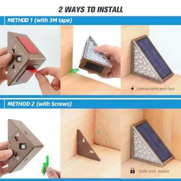 NIORSUN Solar Step Lights,6 Pack Warm White Solar Stair Lights Outdoor Waterproof Auto On Off,Outdoor Stair Lights for Steps,Stair,Patio,Yard,Porch,Front Door,Sidewalk,Deck Decor（Brown）