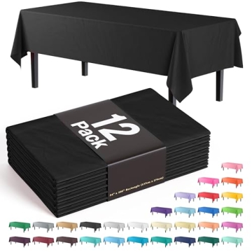Premium Black Table Covers 54" x 108" - Pack of 12 for Events and Parties