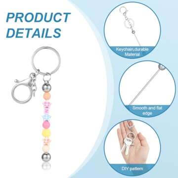 Guiqulai 20 Pcs Beadable Keychain Bars,Blank DIY Keychains for Beads,Keychain Making Supplies Kit,Me...