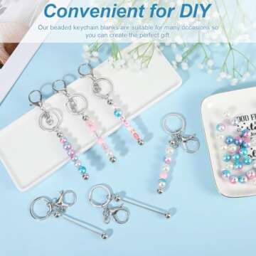 Guiqulai 20 Pcs Beadable Keychain Bars,Blank DIY Keychains for Beads,Keychain Making Supplies Kit,Metal Beaded Keychain for Women Men Pendant Jewelry Crafts Making(Silve)