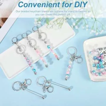 Guiqulai 20 Pcs Beadable Keychain Bars,Blank DIY Keychains for Beads,Keychain Making Supplies Kit,Metal Beaded Keychain for Women Men Pendant Jewelry Crafts Making(Silve)