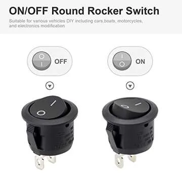 Round Rocker Switch, 6 Pcs Mini Rocker Switch, 12 Volt ON Off Toggle Switch with Pre-Wired 6A/250V 10A/125V AC, 12VDC Electrical Switches for Boat, Car etc, KCD1-X-Y