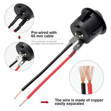 Round Rocker Switch, 6 Pcs Mini Rocker Switch, 12 Volt ON Off Toggle Switch with Pre-Wired 6A/250V 10A/125V AC, 12VDC Electrical Switches for Boat, Car etc, KCD1-X-Y