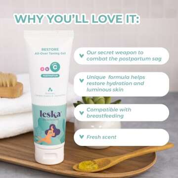 Leska Maternity Post-Pregnancy Gel | STAGE C: RESTORE All-Over Toning Gel (Postpartum) | Part of a Complete 3 Part Pregnancy Skin Care System | New Mom Gifts (4oz)