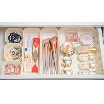 12 Beige Drawer Organizers for Makeup and Office Storage