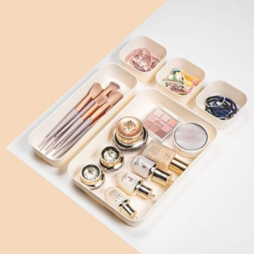 12 Beige Drawer Organizers for Makeup and Office Storage