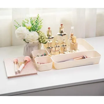 12 Beige Drawer Organizers for Makeup and Office Storage