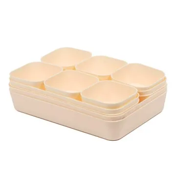 12 Beige Drawer Organizers for Makeup and Office Storage