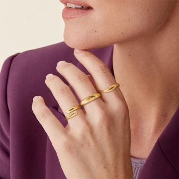 Koperin Stacking Rings - Stylish 14K Gold Plated Set