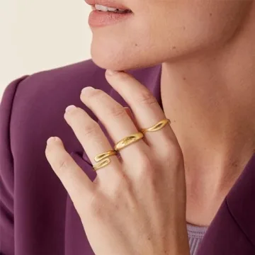 Koperin Stacking Rings - Stylish 14K Gold Plated Set