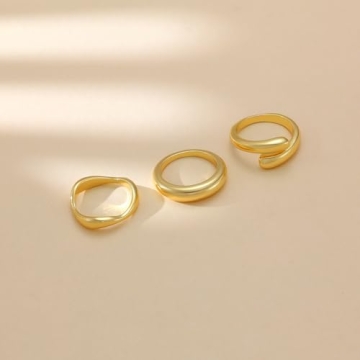 Koperin Stacking Rings - Stylish 14K Gold Plated Set