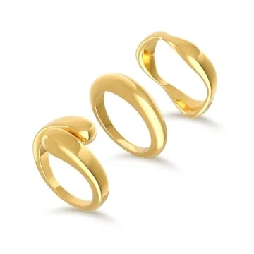 Koperin Stacking Rings - Stylish 14K Gold Plated Set