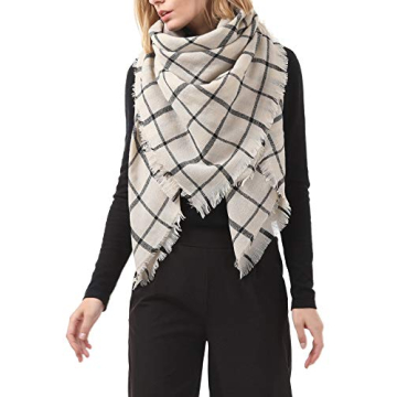 Womens Oversized Plaid Scarf Classic Soft Tartan Wrap